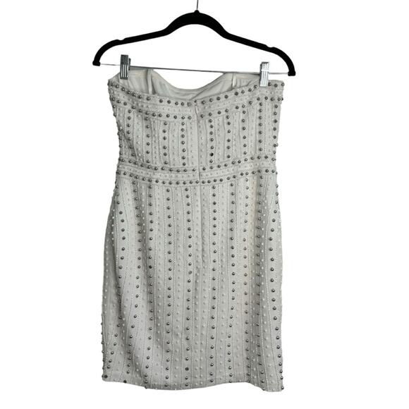 Aidan Mattox White Strapless Studded Mini Dress - Picture 5 of 8